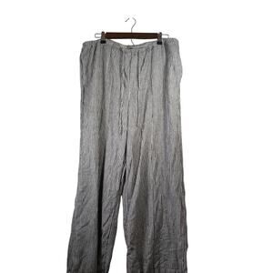 plus size lined striped wide leg pants